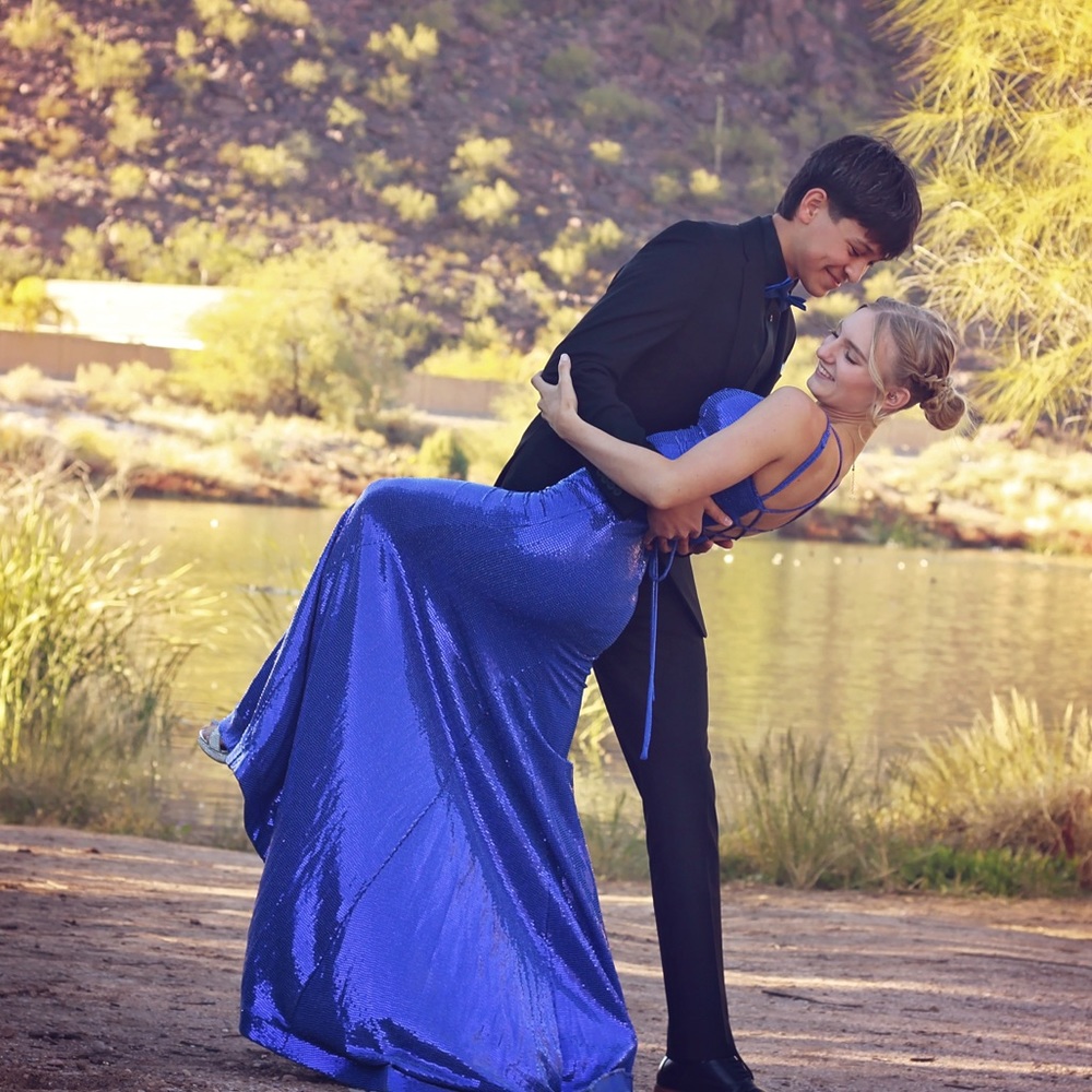 Beautiful blue corset back dress